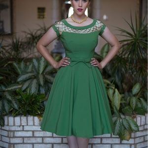 Tatyana Alika Dress 50s Green Lattice Bombshell